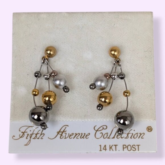 (2/$20) V. Dangling Ball Earrings (14K Posts) - Picture 1 of 7